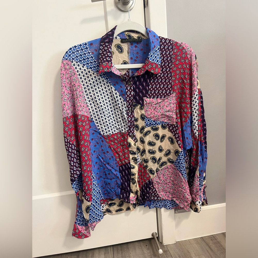 Signature8 button down blouse